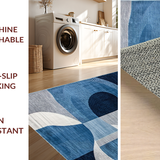Ultra Soft Area Rug, Non Slip, Stain Resistant, Washable Area Rugs for Living Room, Bedroom, Serene Modernist Fluid Form Layout(Blue)