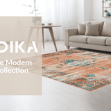 Ultra Soft Area Rug, Non Slip, Stain Resistant, Washable Area Rugs for Living Room, Bedroom, Colorful Ethnic Trellis Arrangement(Orange)
