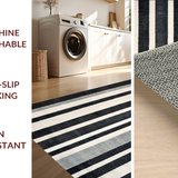 Ultra Soft Area Rug, Non Slip, Stain Resistant, Washable Area Rugs for Living Room, Bedroom, Monochrome Striped Floor Covering With Contemporary Geometric Lines Rug(Gray)