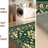 Ultra Soft Area Rug, Non Slip, Stain Resistant, Washable Area Rugs for Living Room, Bedroom, Timeless Deep Green Ornate Design(Green)