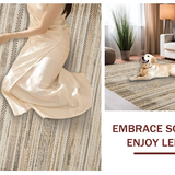 Ultra Soft Area Rug, Non Slip, Stain Resistant, Washable Area Rugs for Living Room, Bedroom, Minimalist Warm Beige Knitted Look(Beige)