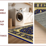 Ultra Soft Area Rug, Non Slip, Stain Resistant, Washable Area Rugs for Living Room, Bedroom, Elegant Swirl Pattern in Navy(Blue)