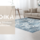 Ultra Soft Area Rug, Non Slip, Stain Resistant, Washable Area Rugs for Living Room, Bedroom, Serene Monochromatic Floral Elements(Blue)