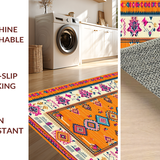 Ultra Soft Area Rug, Non Slip, Stain Resistant, Washable Area Rugs for Living Room, Bedroom, Artistic Medallion Pattern Fusion(Orange)