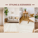 Ultra Soft Area Rug, Non Slip, Stain Resistant, Washable Area Rugs for Living Room, Bedroom, Calming Soft Patterned Decor(Beige)