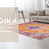 Ultra Soft Area Rug, Non Slip, Stain Resistant, Washable Area Rugs for Living Room, Bedroom, Chic Distressed Abstract Composition(Orange)