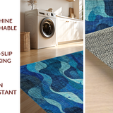 Ultra Soft Area Rug, Non Slip, Stain Resistant, Washable Area Rugs for Living Room, Bedroom, Whale Escape Trap Rug Intricate Octopus Tangle Underwater Maze Runner(Blue)