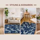 Ultra Soft Area Rug, Non Slip, Stain Resistant, Washable Area Rugs for Living Room, Bedroom, Luxe Blue Animalistic Appeal(Blue)