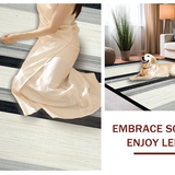 Ultra Soft Area Rug, Non Slip, Stain Resistant, Washable Area Rugs for Living Room, Bedroom, Coastal Stripe Corridor Rug: Textured Black and White Pattern(Gray)