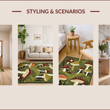 Ultra Soft Area Rug, Non Slip, Stain Resistant, Washable Area Rugs for Living Room, Bedroom, Vibrant Earthy Mushroom Aesthetic(Green)
