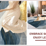Ultra Soft Area Rug, Non Slip, Stain Resistant, Washable Area Rugs for Living Room, Bedroom, Elegant Gold Geometric Symphony(Blue)