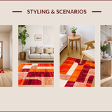 Ultra Soft Area Rug, Non Slip, Stain Resistant, Washable Area Rugs for Living Room, Bedroom, Vibrant Copper Toned Artistry(Orange)