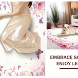 Ultra Soft Area Rug, Non Slip, Stain Resistant, Washable Area Rugs for Living Room, Bedroom, Floral Butterfly Pastel Aesthetic(Pink)