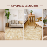 Ultra Soft Area Rug, Non Slip, Stain Resistant, Washable Area Rugs for Living Room, Bedroom, Elegant Scalloped Coastal Aesthetic(Beige)
