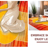 Ultra Soft Area Rug, Non Slip, Stain Resistant, Washable Area Rugs for Living Room, Bedroom, Unique Sunlit Geometric Arrangement(Orange)