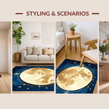 Ultra Soft Area Rug, Non Slip, Stain Resistant, Washable Area Rugs for Living Room, Bedroom, Enchanting Radiant Orb Patterns(Gold)
