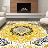 Ultra Soft Area Rug, Non Slip, Stain Resistant, Washable Area Rugs for Living Room, Bedroom, Stylish Earth Toned Lattice Elements(Gold)