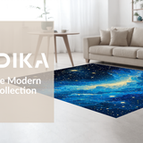 Ultra Soft Area Rug, Non Slip, Stain Resistant, Washable Area Rugs for Living Room, Bedroom, Dynamic Galactic Swirl Design(Blue)