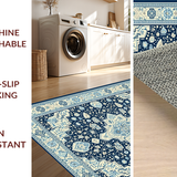 Ultra Soft Area Rug, Non Slip, Stain Resistant, Washable Area Rugs for Living Room, Bedroom, Stylish Patterned Ogee Arrangement(Blue)