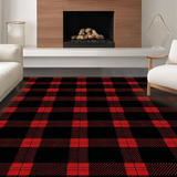 Ultra Soft Area Rug, Non Slip, Stain Resistant, Washable Area Rugs for Living Room, Bedroom, Rustic Monochrome Striped Charm(Red)