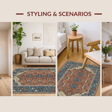 Ultra Soft Area Rug, Non Slip, Stain Resistant, Washable Area Rugs for Living Room, Bedroom, Saturated Colorful Botanical Design(Brown)