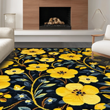 Ultra Soft Area Rug, Non Slip, Stain Resistant, Washable Area Rugs for Living Room, Bedroom, Artistic Modern Flower Pattern(Yellow)