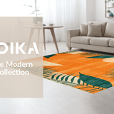 Ultra Soft Area Rug, Non Slip, Stain Resistant, Washable Area Rugs for Living Room, Bedroom, Contemporary Colorful Linear Elements(Orange)