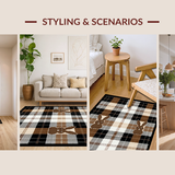 Ultra Soft Area Rug, Non Slip, Stain Resistant, Washable Area Rugs for Living Room, Bedroom, Vibrant Plaid and Animal Fusion(Brown)