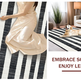 Ultra Soft Area Rug, Non Slip, Stain Resistant, Washable Area Rugs for Living Room, Bedroom, Minimalist Striped Area Rug Reversible Door Mat Style(Black)