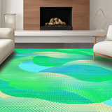 Ultra Soft Area Rug, Non Slip, Stain Resistant, Washable Area Rugs for Living Room, Bedroom, Whimsical Ogee Modern Print(Green)