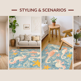 Ultra Soft Area Rug, Non Slip, Stain Resistant, Washable Area Rugs for Living Room, Bedroom, Chic Nautical Pattern Area Rug with Playful Seahorse and Starfish Accents(Blue)