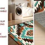 Ultra Soft Area Rug, Non Slip, Stain Resistant, Washable Area Rugs for Living Room, Bedroom, Minimalist Aztec Linear Patterns(Brown)