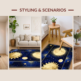 Ultra Soft Area Rug, Non Slip, Stain Resistant, Washable Area Rugs for Living Room, Bedroom, Transitional Blue Tone Abstract Design(Gold)