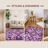 Ultra Soft Area Rug, Non Slip, Stain Resistant, Washable Area Rugs for Living Room, Bedroom, Colorful Southwestern Inspired Elegance(Purple)