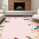 Ultra Soft Area Rug, Non Slip, Stain Resistant, Washable Area Rugs for Living Room, Bedroom, Vibrant Playful Floral Fantasy Style(Pink)