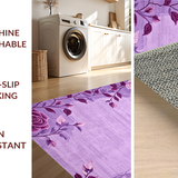 Ultra Soft Area Rug, Non Slip, Stain Resistant, Washable Area Rugs for Living Room, Bedroom, Vibrant Cozy Botanical Touch(Purple)