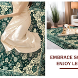 Ultra Soft Area Rug, Non Slip, Stain Resistant, Washable Area Rugs for Living Room, Bedroom, Moody Floral Boho Chic(Green)