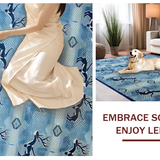 Ultra Soft Area Rug, Non Slip, Stain Resistant, Washable Area Rugs for Living Room, Bedroom, Elegant Blue Animal Motif(Blue)