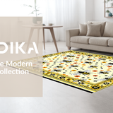 Ultra Soft Area Rug, Non Slip, Stain Resistant, Washable Area Rugs for Living Room, Bedroom, Sunny Yellow Rustic Blossom Design(Yellow)
