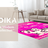 Ultra Soft Area Rug, Non Slip, Stain Resistant, Washable Area Rugs for Living Room, Bedroom, Whimsical Cartoon Animal Aesthetic(Pink)