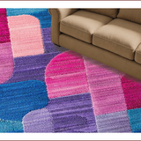 Ultra Soft Area Rug, Non Slip, Stain Resistant, Washable Area Rugs for Living Room, Bedroom, Colorful Abstract Artful Motif(Pink)