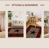 Ultra Soft Area Rug, Non Slip, Stain Resistant, Washable Area Rugs for Living Room, Bedroom, Rustic Earthy Star Pattern(Red)