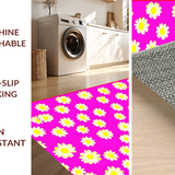 Ultra Soft Area Rug, Non Slip, Stain Resistant, Washable Area Rugs for Living Room, Bedroom, Cute Minimalist Bloom Design(Pink)