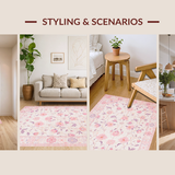 Ultra Soft Area Rug, Non Slip, Stain Resistant, Washable Area Rugs for Living Room, Bedroom, Stylish Soft Rose Modern Essence(Pink)