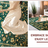 Ultra Soft Area Rug, Non Slip, Stain Resistant, Washable Area Rugs for Living Room, Bedroom, Faded Floral Vintage Aesthetic(Green)