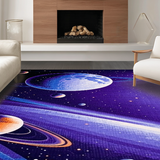 Ultra Soft Area Rug, Non Slip, Stain Resistant, Washable Area Rugs for Living Room, Bedroom, Whimsical Space-Themed Abstract Design(Purple)