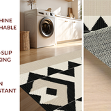 Ultra Soft Area Rug, Non Slip, Stain Resistant, Washable Area Rugs for Living Room, Bedroom, Elegant Black Diamond Pattern(Beige)