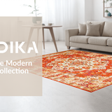 Ultra Soft Area Rug, Non Slip, Stain Resistant, Washable Area Rugs for Living Room, Bedroom, Contemporary Bright Floral Impression(Orange)