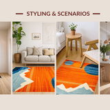 Ultra Soft Area Rug, Non Slip, Stain Resistant, Washable Area Rugs for Living Room, Bedroom, Vivid Colorful Organic Shapes(Orange)