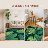 Ultra Soft Area Rug, Non Slip, Stain Resistant, Washable Area Rugs for Living Room, Bedroom, Whimsical Greenery Patterned Surface(Green)